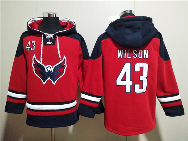 Men's Washington Capitals #43 Tom Wilson Red Ageless Must-Have Lace-Up Pullover Hoodie